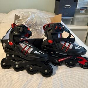 Adjustable Black and Red Inline Skates for Men